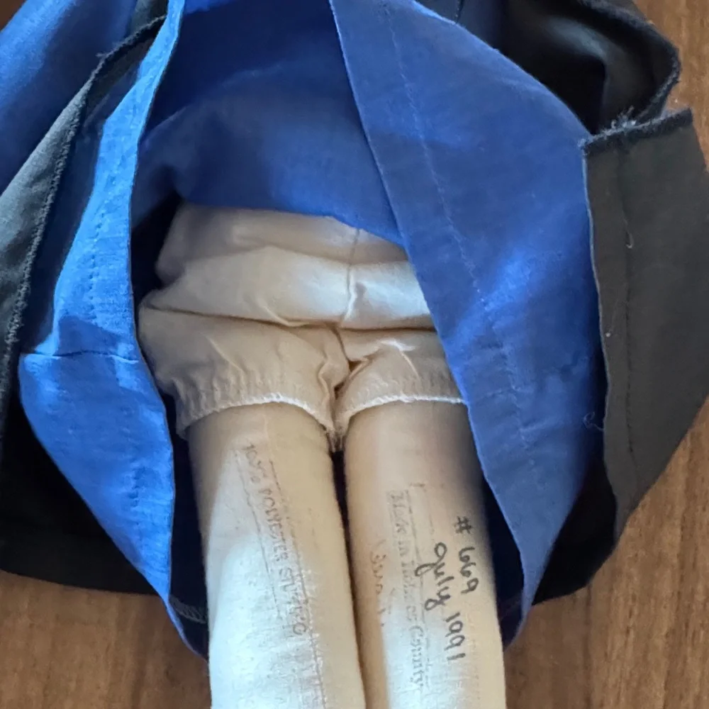 Vintage Handmade Doll  Blue and Black Amish Outfit